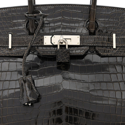 Hermes Shiny Porosus Crocodile Birkin 30 Graphite 8 of 11