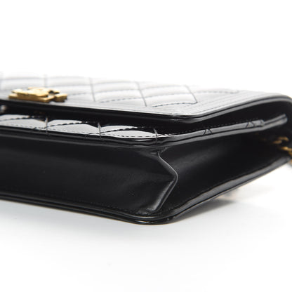 Chanel Patent Calfskin Quilted Boy Wallet On Chain WOC Black 11 of 13