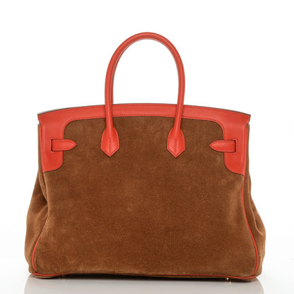 Hermes Veau Doblis Swift Grizzly Birkin 35 Chamois Capucine 4 of 29