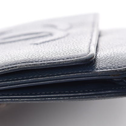 Chanel Caviar Timeless CC Wallet On Chain WOC Blue 10 of 13