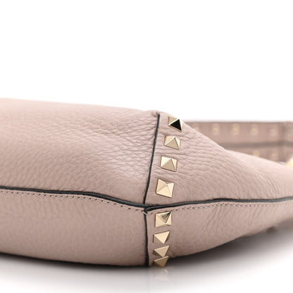 Valentino Garavani Pebbled Calfskin Small Rockstud Flip Lock Hobo Poudre 9 of 10