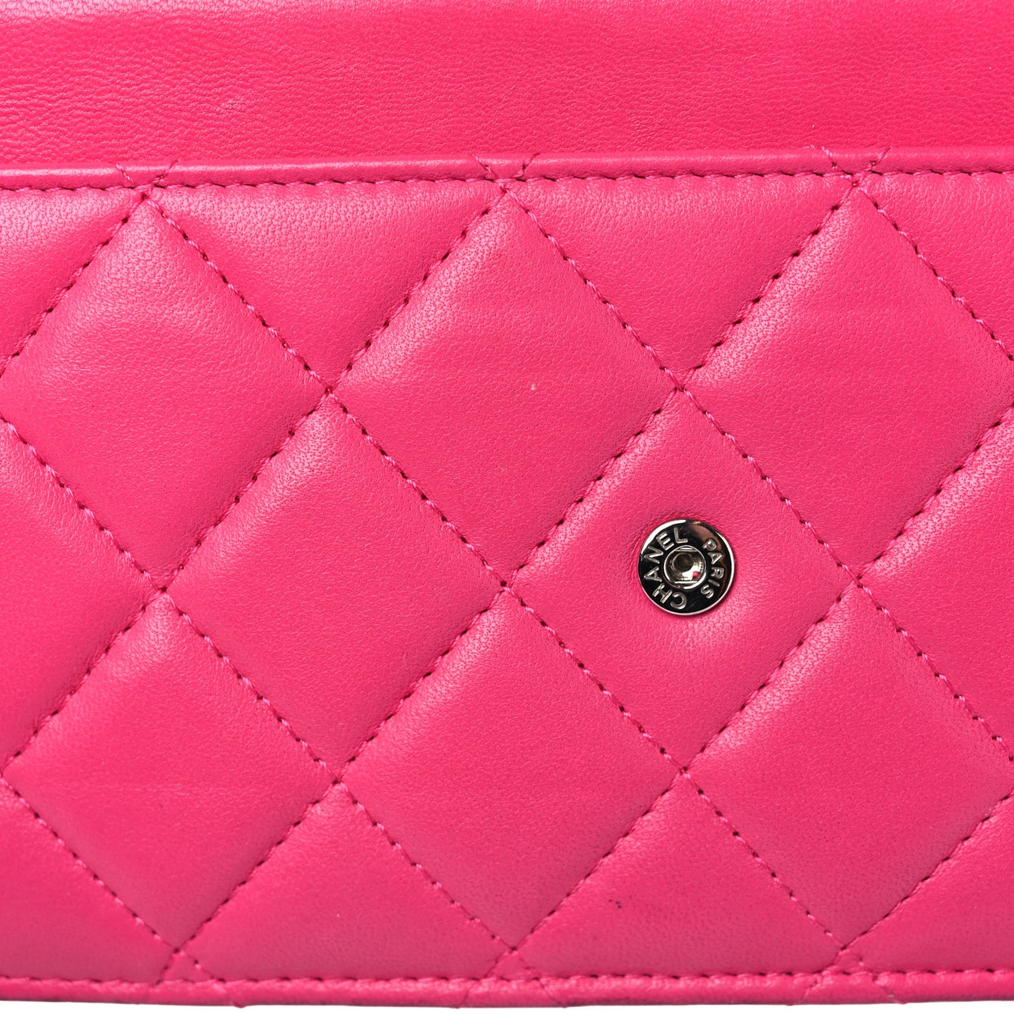 Lambskin Quilted Wallet on Chain WOC Pink