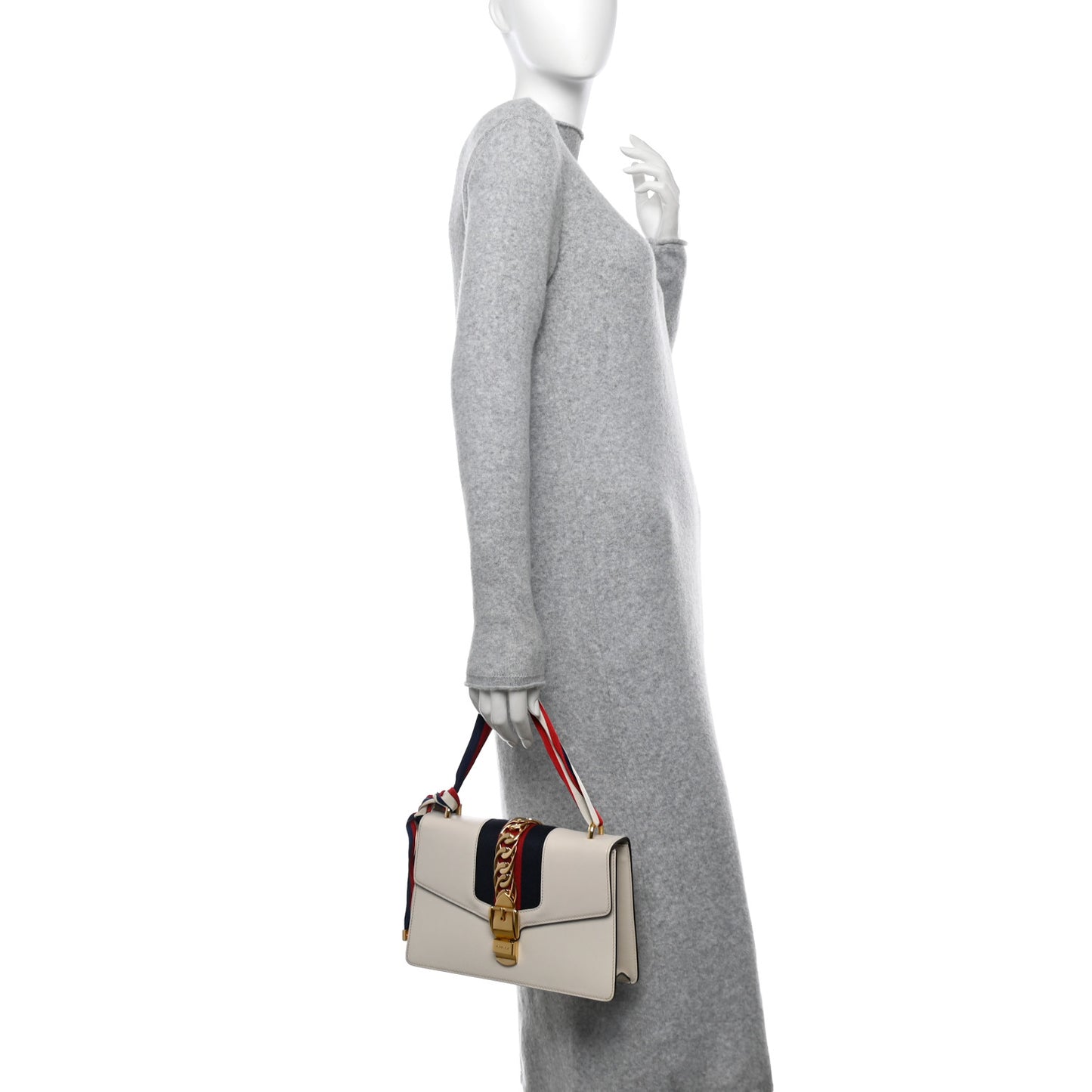 Calfskin Small Sylvie Shoulder Bag Off White