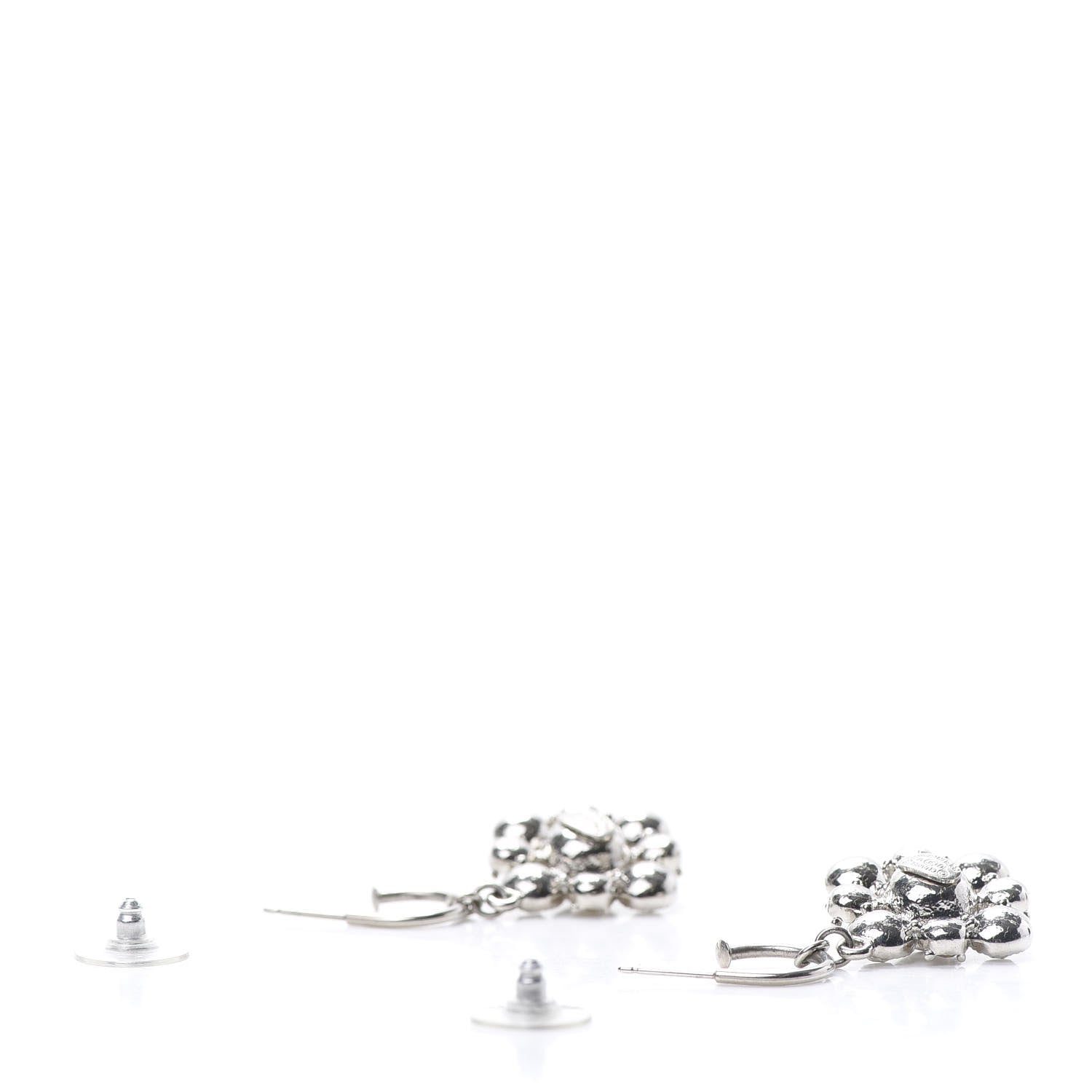 Chanel Crystal CC Dangle Earrings Silver 3 of 6