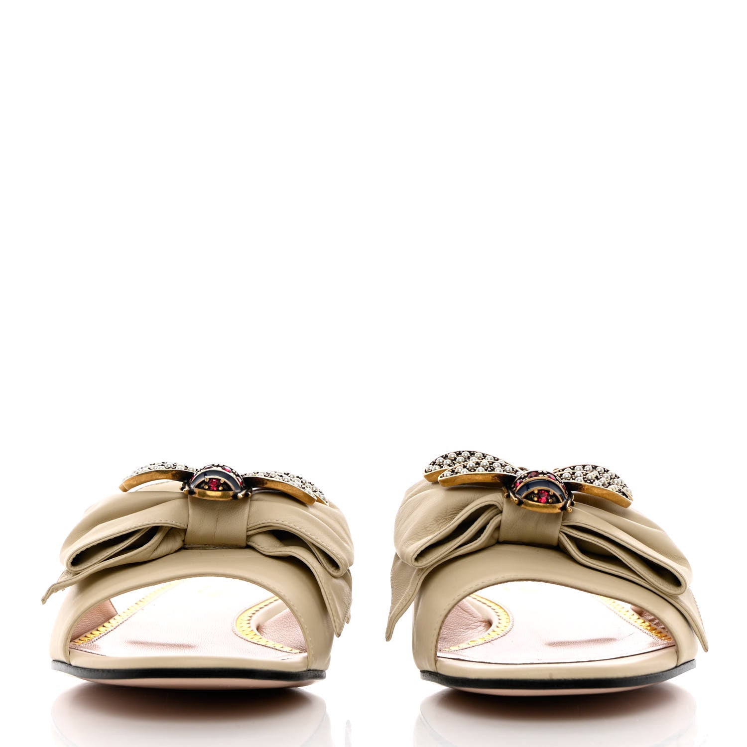Gucci Nappa Queen Margaret Flat Slide Sandals 38 Vintage White 2 of 11