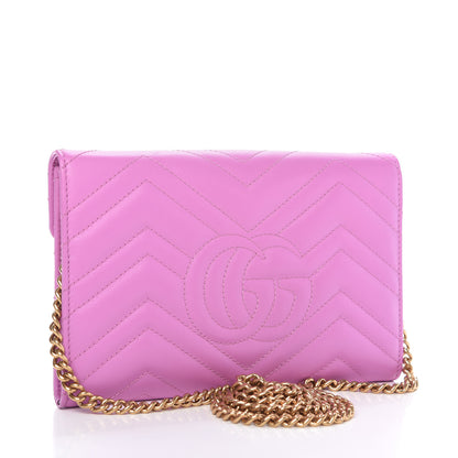Gucci Calfskin Matelasse Mini GG Marmont Chain Wallet Candy Mousse 3 of 9