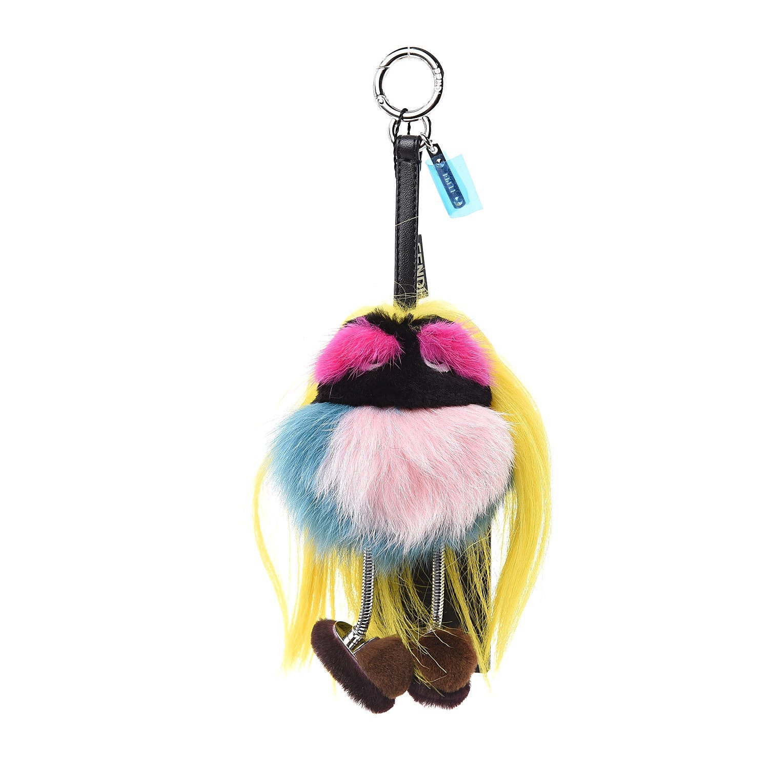 Fendi Goat Mink Fox Fur Mum Wonders Bag Charm Yellow Water Multicolor 1 of 3