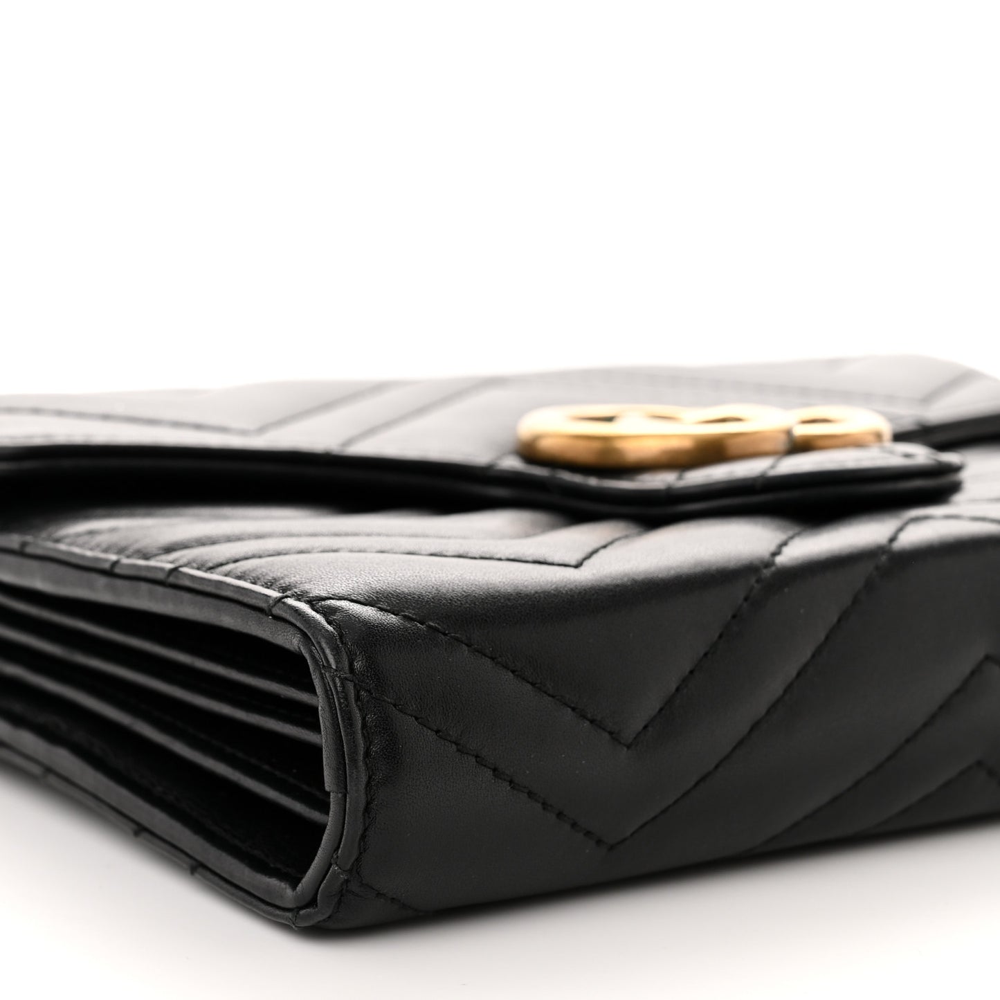 Calfskin Matelasse GG Marmont Chain Wallet Black