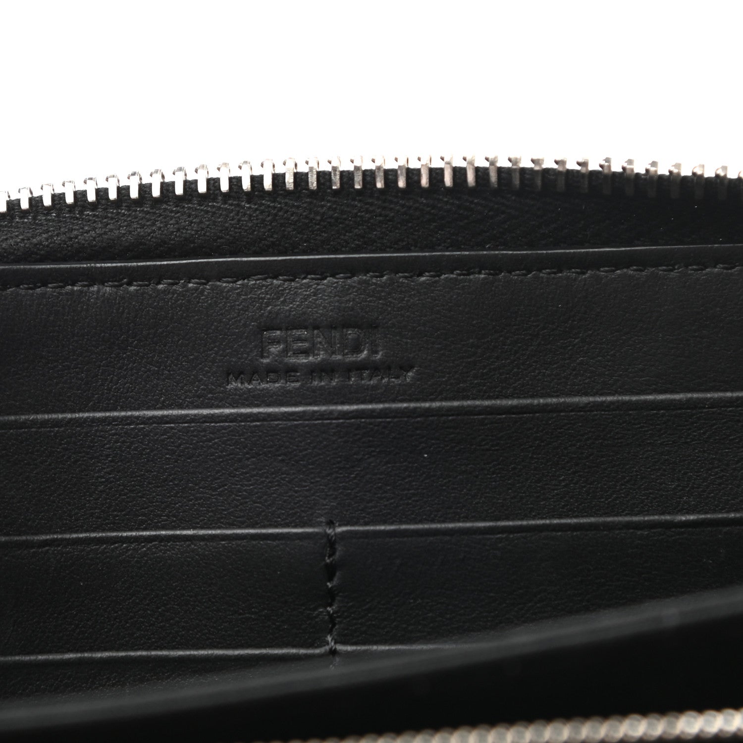Fendi Vitello Century Opaco Mini Bug Eyes Zip Around Wallet Black 6 of 7