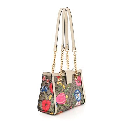 Gucci GG Supreme Monogram Flora Textured Calfskin Small Padlock Tote Beige Ebony Multicolor Mystic White 3 of 10
