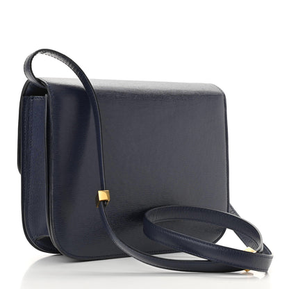 Celine Liege Calfskin Medium Classic Box Flap Bag Dark Blue 3 of 17