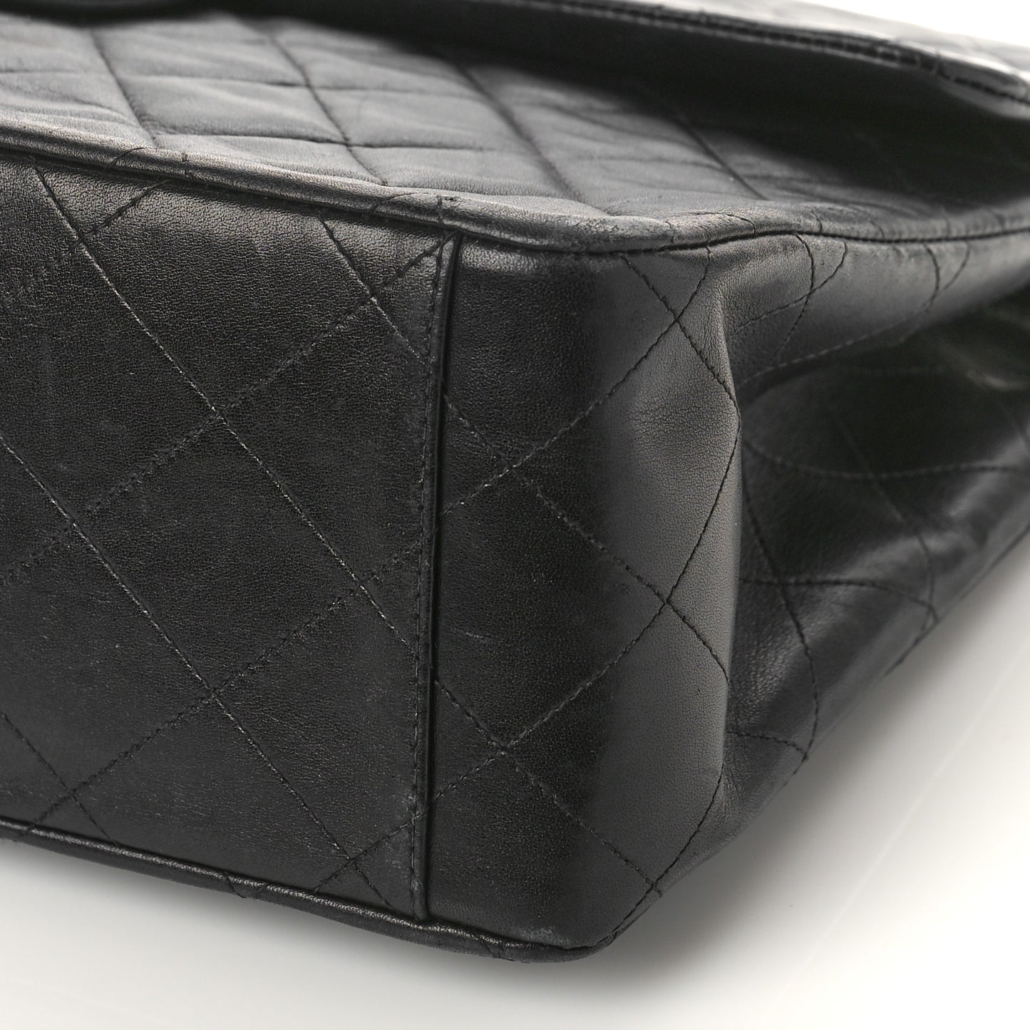 Lambskin Quilted XL Jumbo Single Flap Black