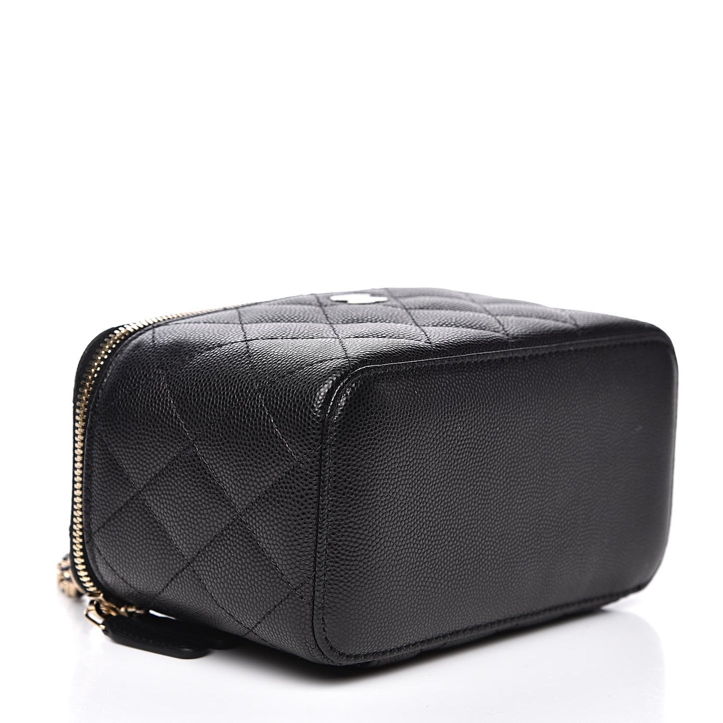 Caviar Quilted Small Vanity Case With Chain Black