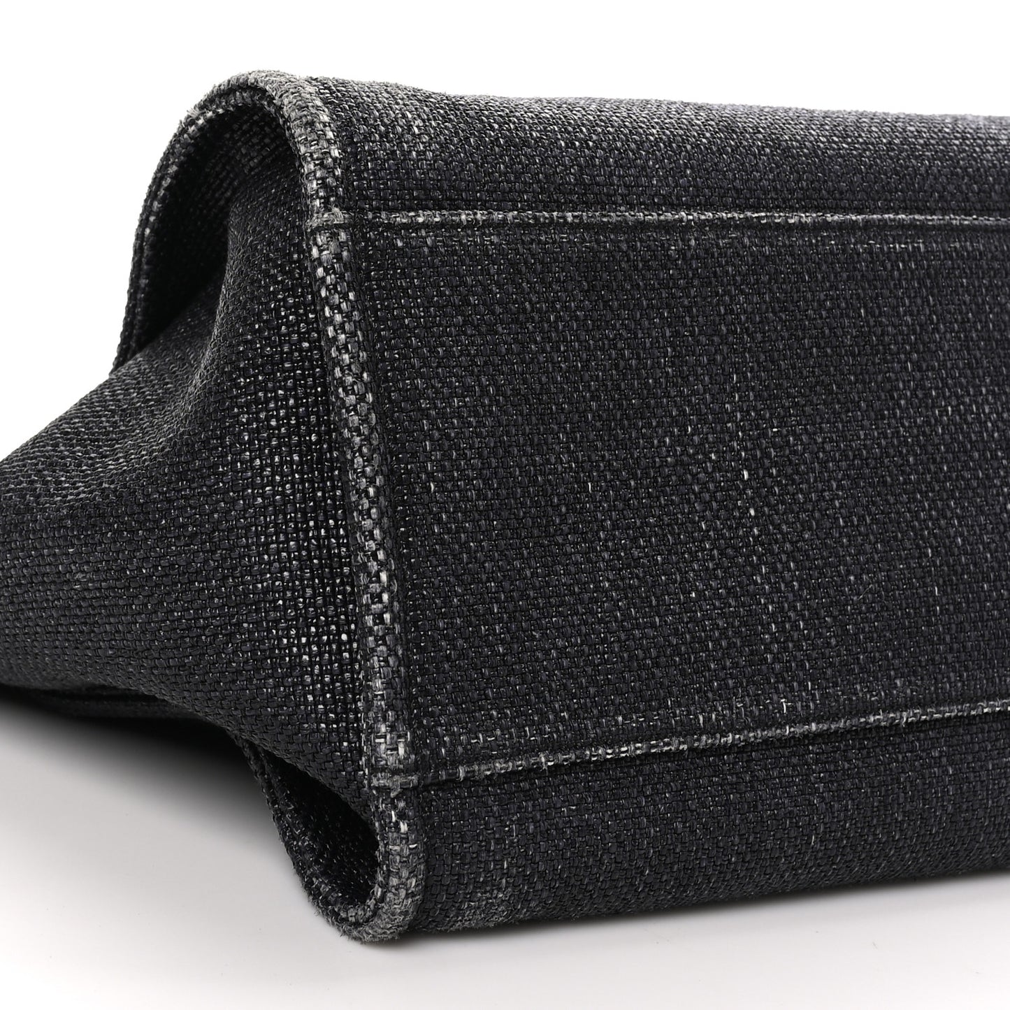 Woven Straw Raffia Medium Deauville Tote Black