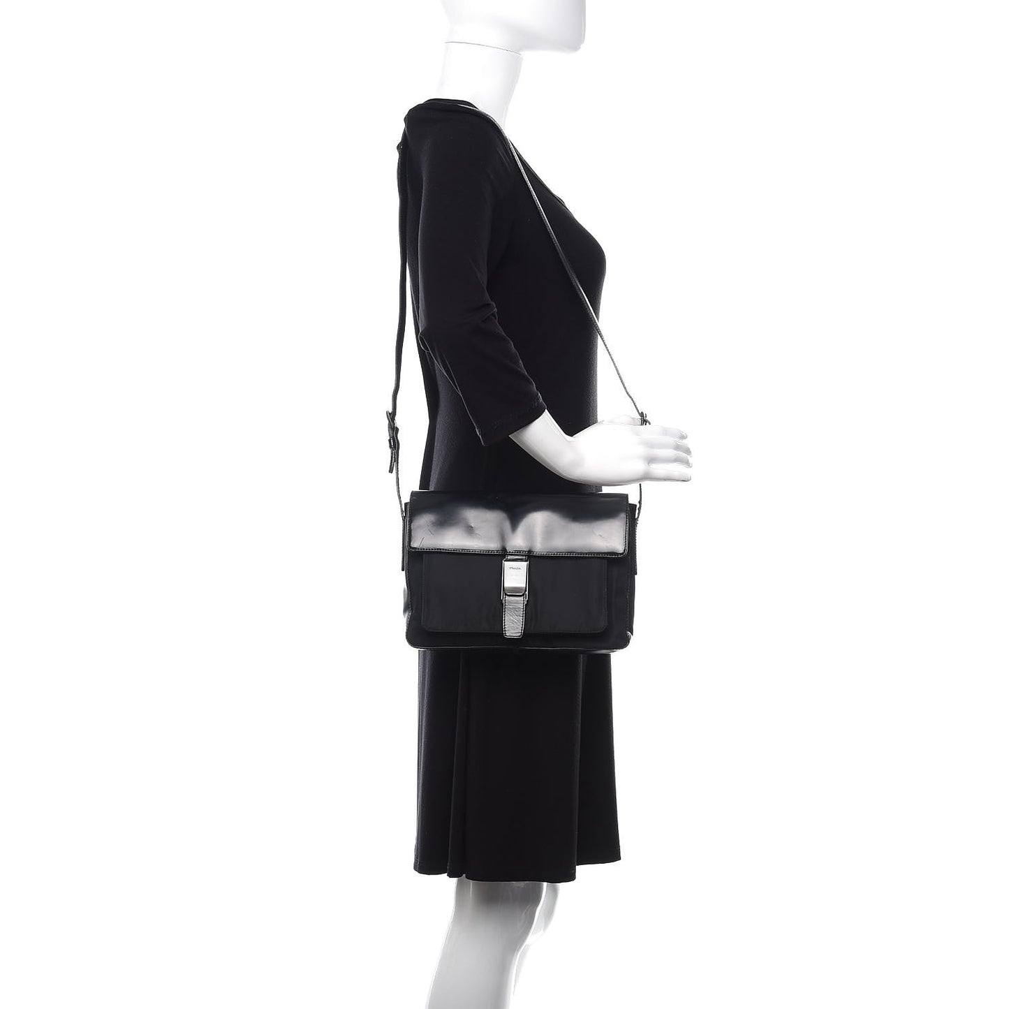 Tessuto Nylon Spazzolato Shoulder Bag Black