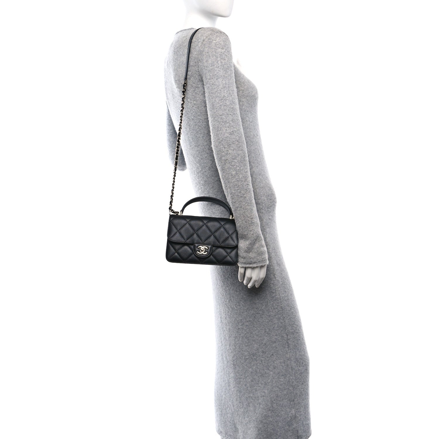 Chanel Calfskin Quilted Small Top Handle Flap Black 2 of 11