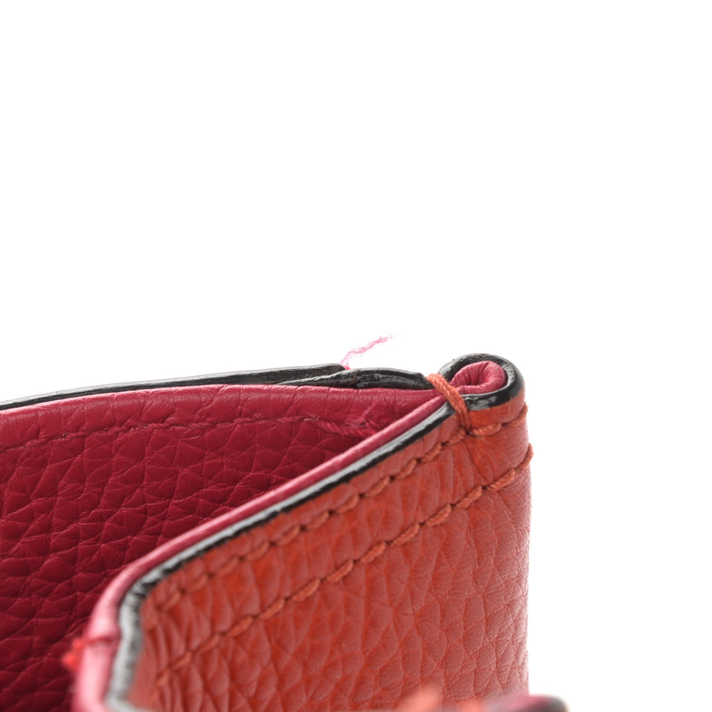 Pebbled Calfskin Bi-Color Medium Bamboo Shopper Tote Fuchsia Orange