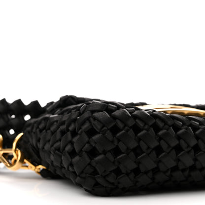 Fendi Satin Square Knot Woven Mini Baguette Black 8 of 10