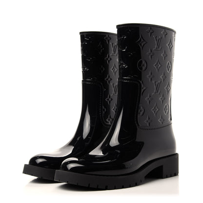 Louis Vuitton Rubber Embossed Monogram Drops Flat Half Boots 39 Black 3 of 8