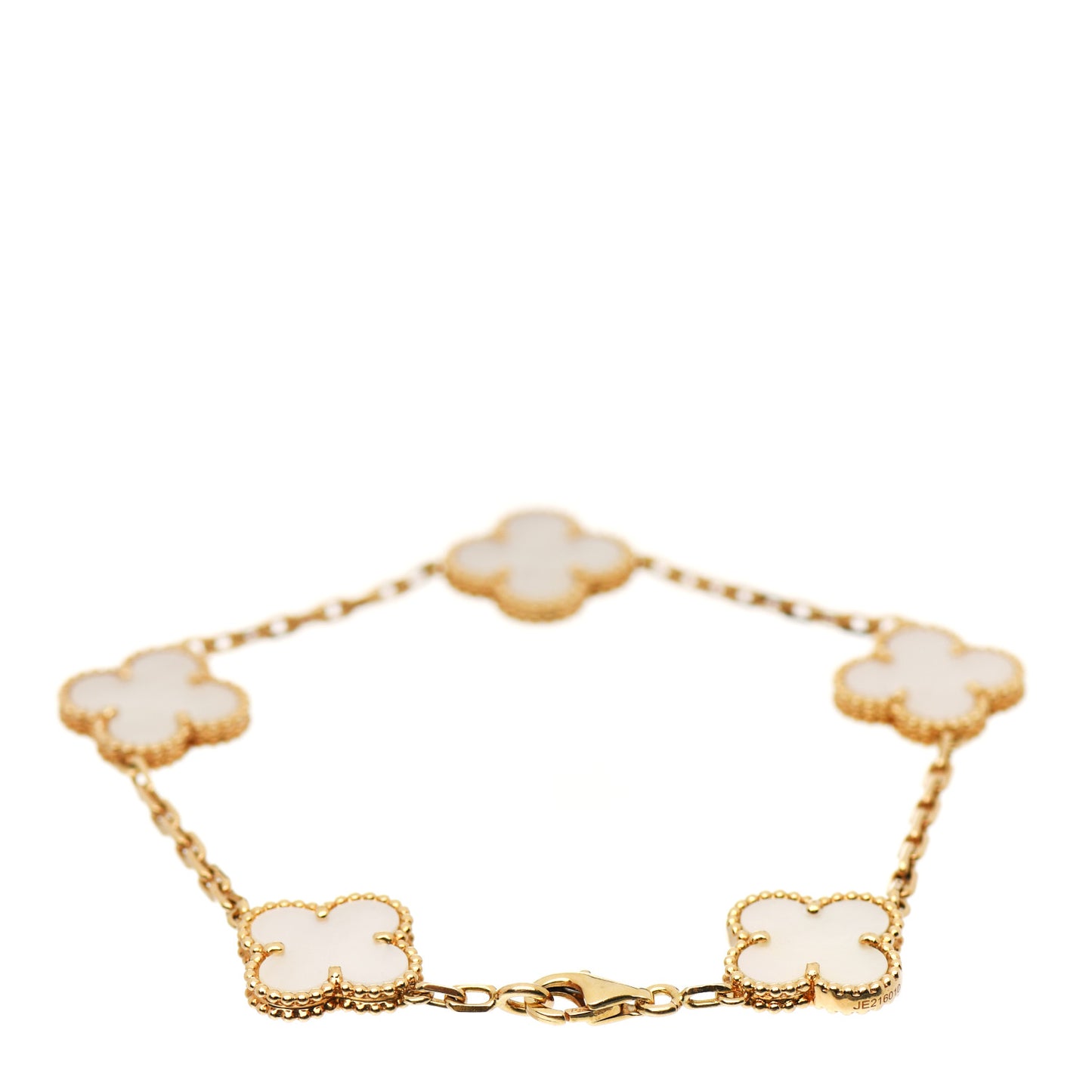 18K Yellow Gold Mother of Pearl 5 Motifs Vintage Alhambra Bracelet