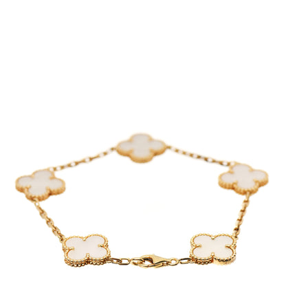 Van Cleef & Arpels 18K Yellow Gold Mother of Pearl 5 Motifs Vintage Alhambra Bracelet 3 of 6