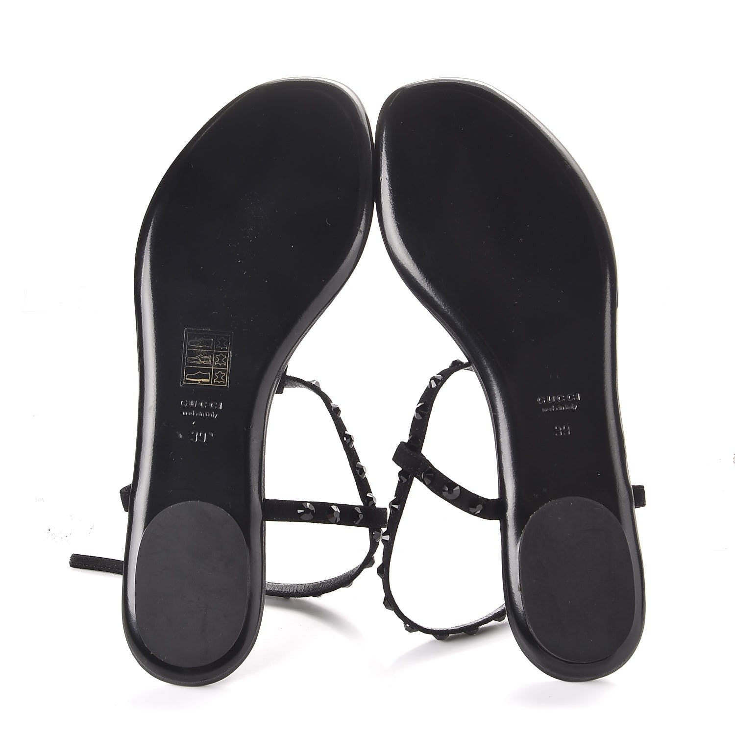 Gucci Kid Scamosciato Crystal Thong Sandals 39 Black 5 of 9
