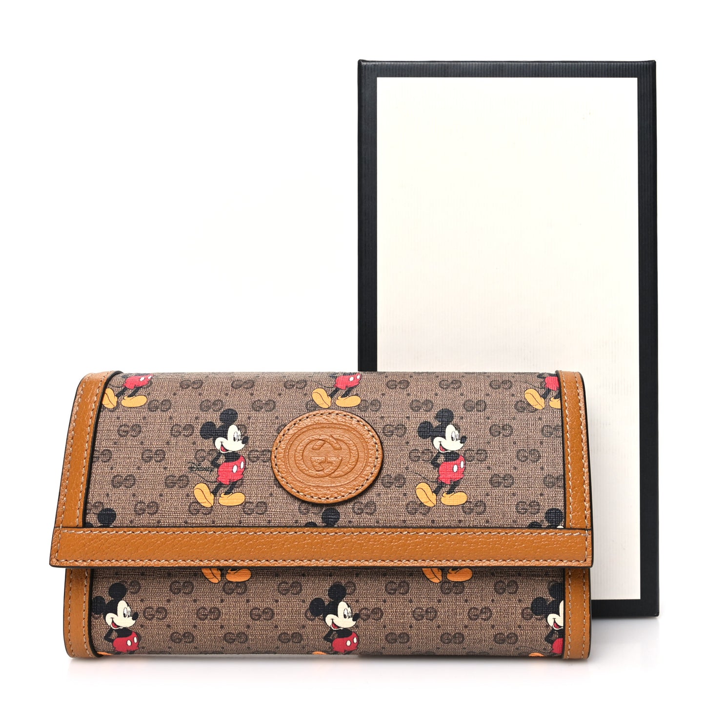 X DISNEY Mini Vintage GG Supreme Monogram Mickey Mouse Continental Wallet Beige Vintage Sun Oil