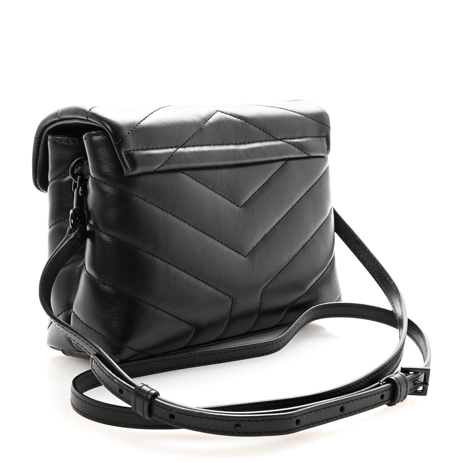Saint Laurent Calfskin Y Quilted Monogram Monochrome Toy Loulou Crossbody Bag Black 3 of 9