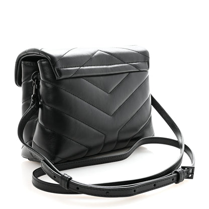 Saint Laurent Calfskin Y Quilted Monogram Monochrome Toy Loulou Crossbody Bag Black 3 of 9
