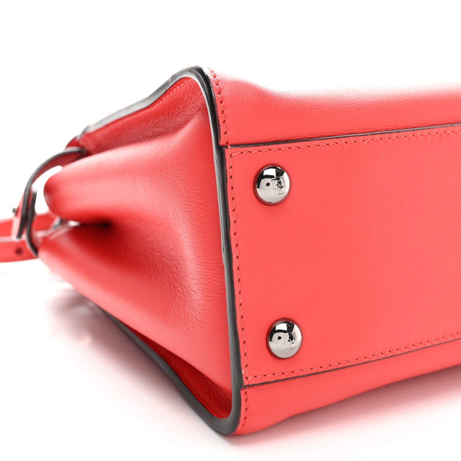 Fendi Vitello Seta Nappa Mini Plexi Handle Peekaboo Iconic Satchel Pomodoro 8 of 9