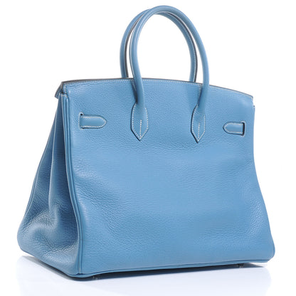 Hermes Taurillon Clemence Birkin 35 Blue Jean 3 of 11