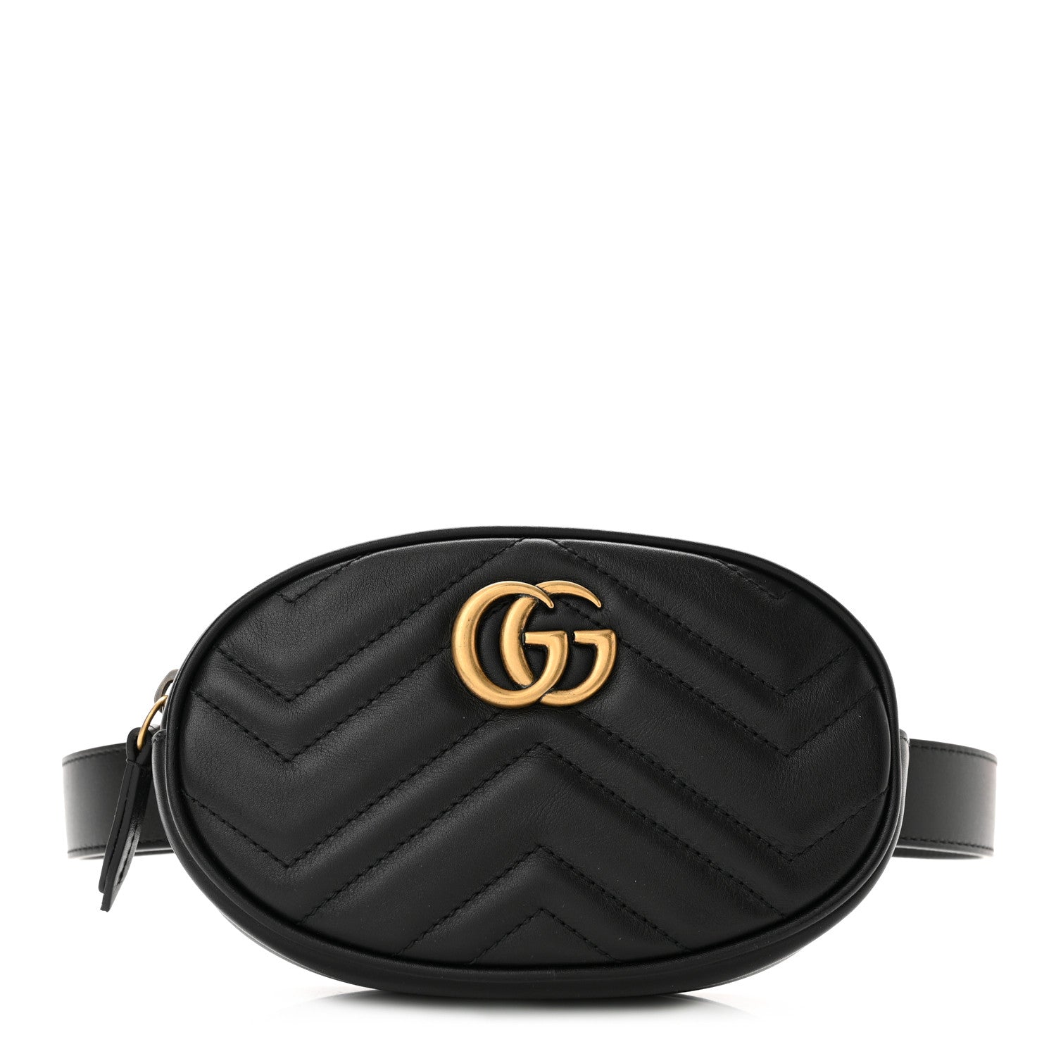 Gucci Calfskin Matelasse GG Marmont Belt Bag 85 34 Black 1 of 11