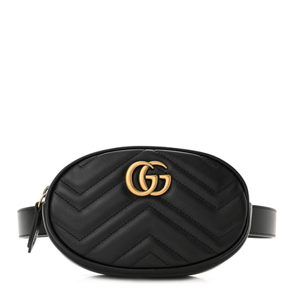 Gucci Calfskin Matelasse GG Marmont Belt Bag 85 34 Black 1 of 11