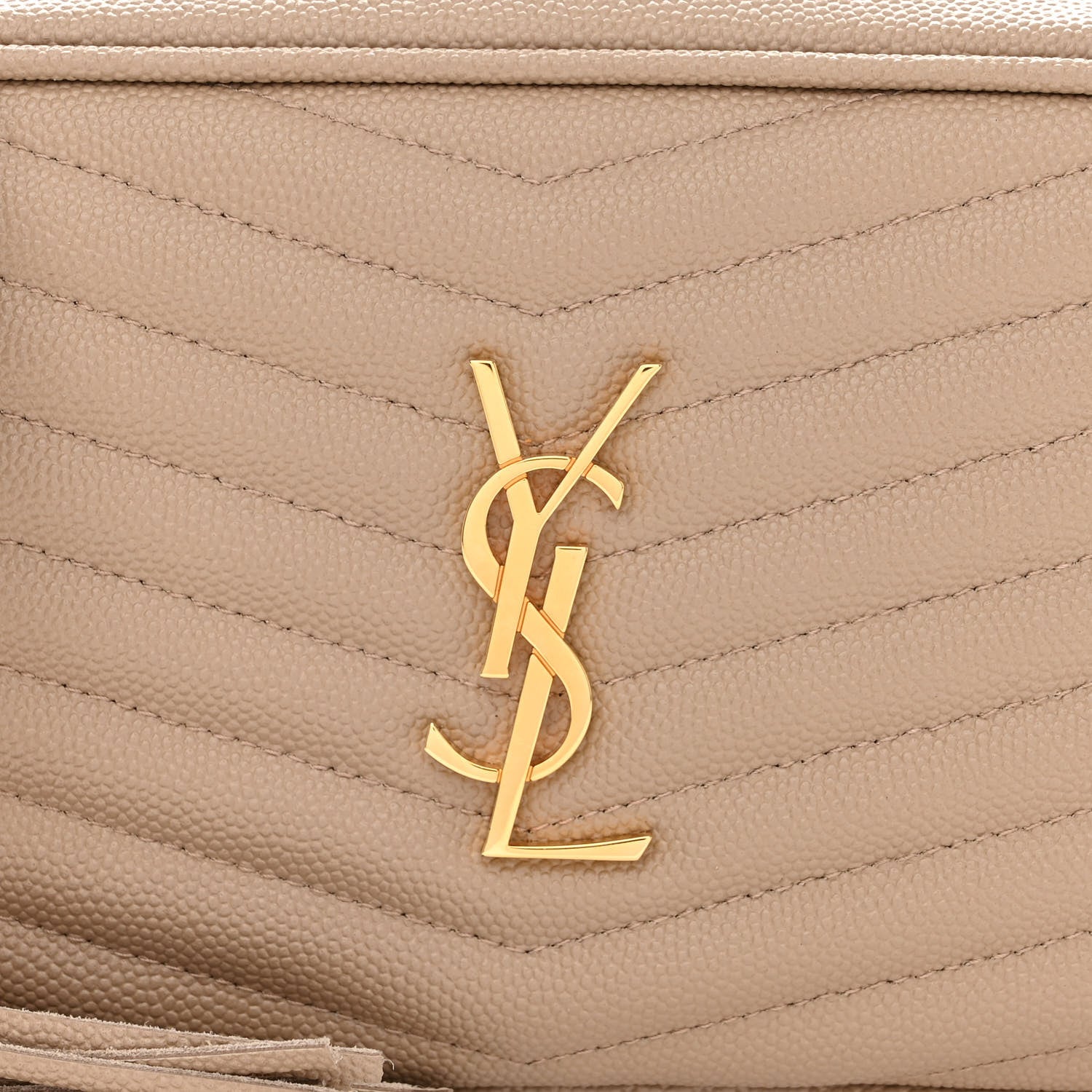 Saint Laurent Grain De Poudre Matelasse Monogram Mini Lou Camera Bag Dark Beige 8 of 11