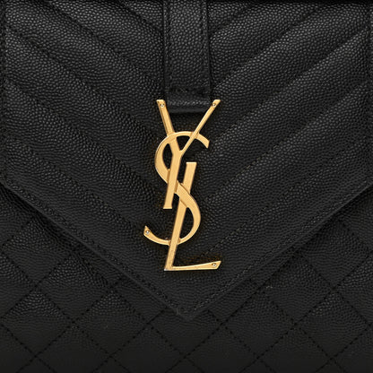 Saint Laurent Grain De Poudre Textured Mixed Matelasse Triquilt Medium Monogram Satchel Black 9 of 11