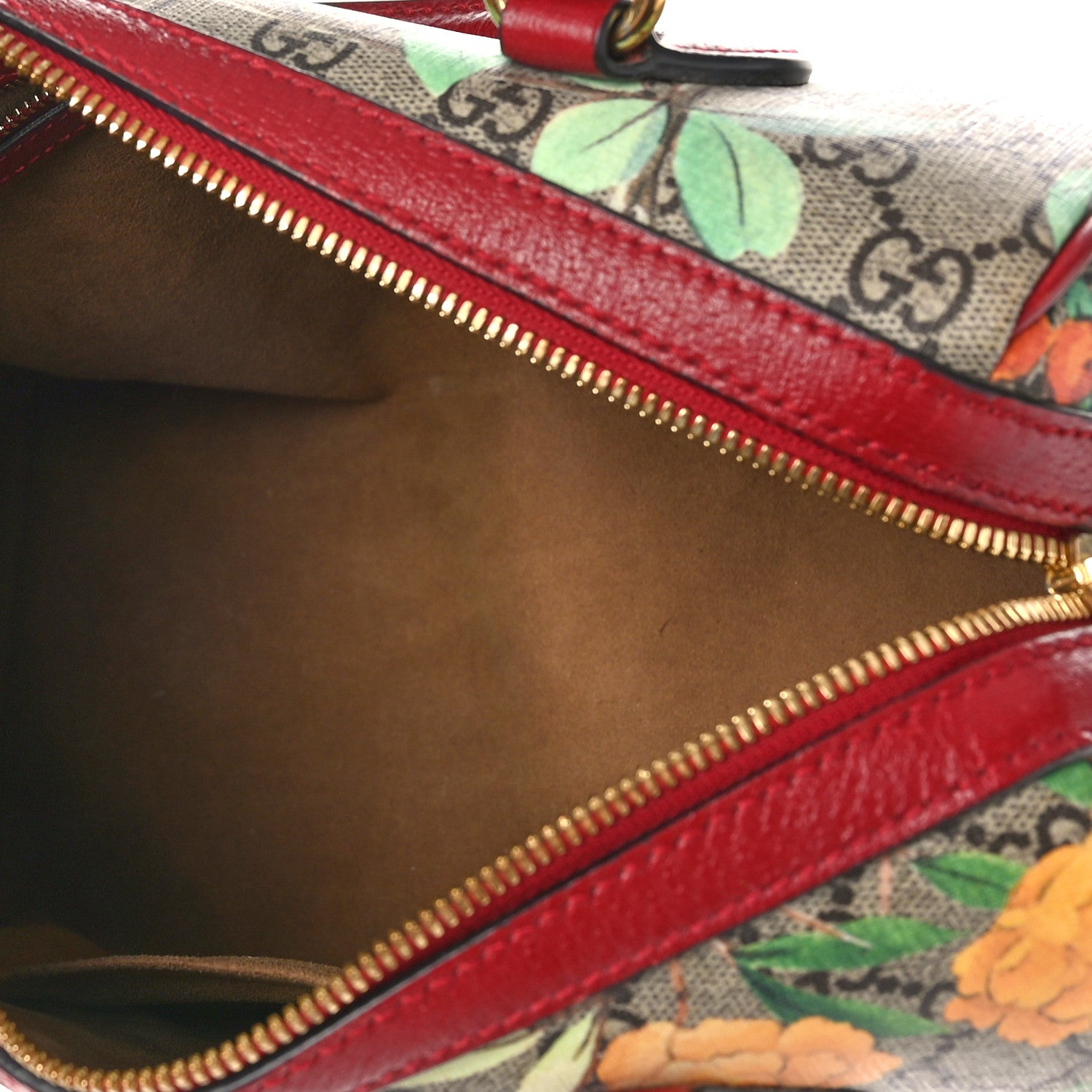 Gucci GG Supreme Monogram Tian Small Boston Beige Multicolor Red 5 of 9