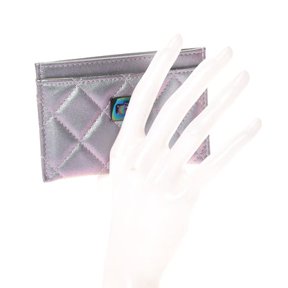 Chanel Iridescent Lambskin Quilted Reissue Card Holder Light Purple 2 of 9