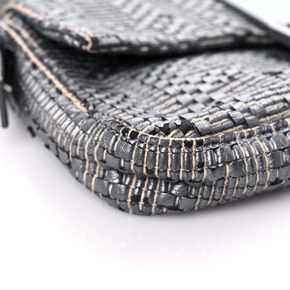 Fendi Metallic Lambskin Woven Baguette Grey 6 of 14