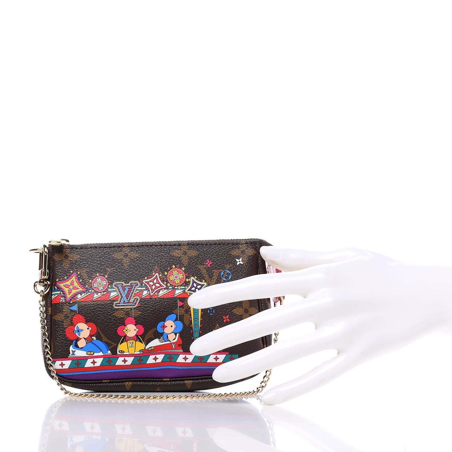 Monogram 2020 Christmas Animation Bumper Cars Mini Pochette Accessories Coquelicot