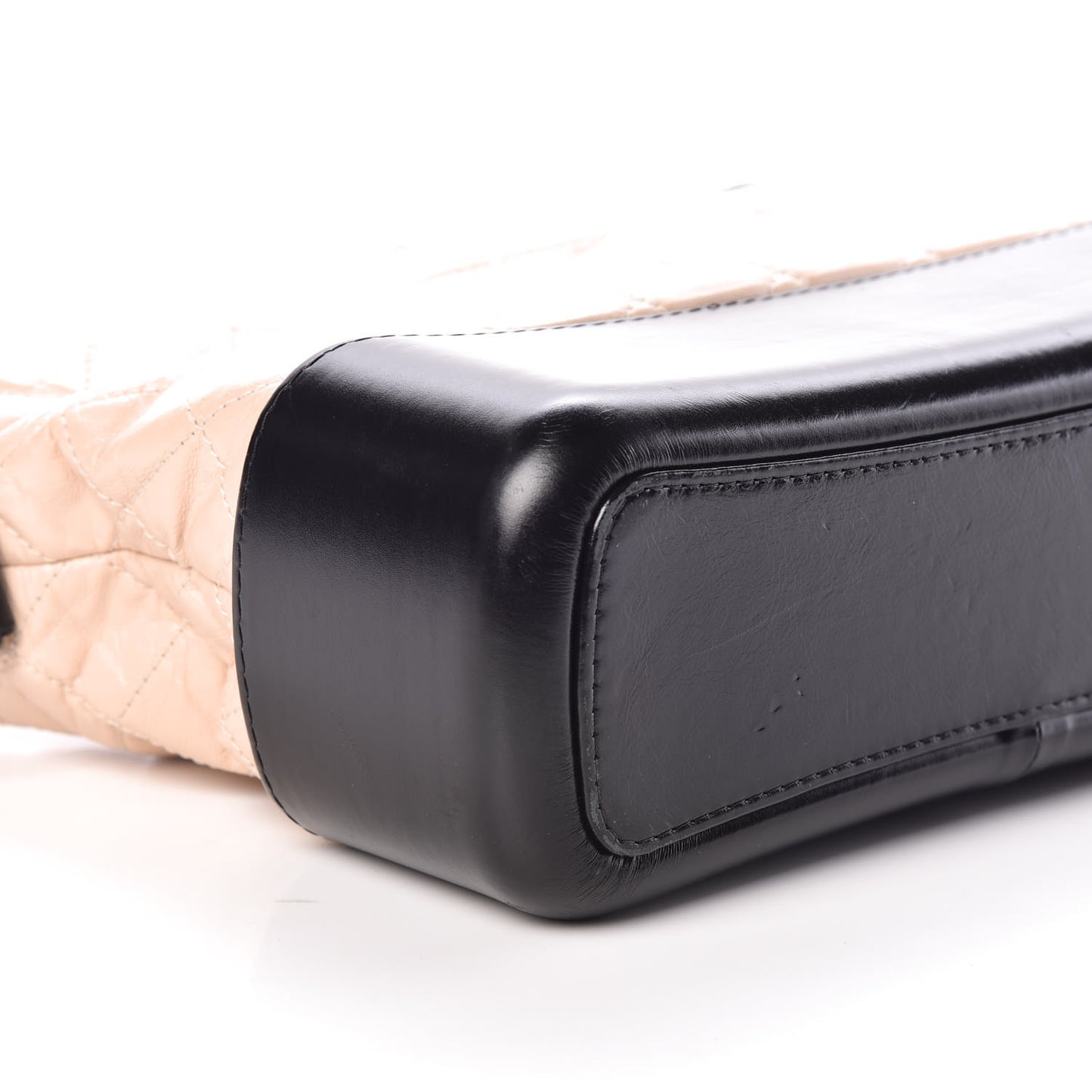 Aged Calfskin Quilted Medium Gabrielle Hobo Beige Black