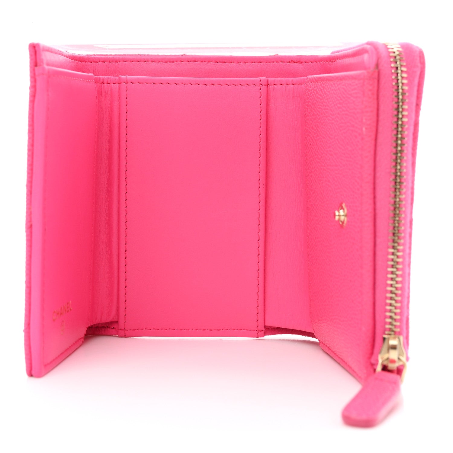 Chanel Caviar Quilted CC Zip Compact Trifold Wallet Pink 5 of 8