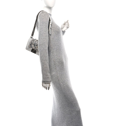Chanel Metallic Calfskin Crystal Embroidered Small Boy Flap Silver 2 of 11