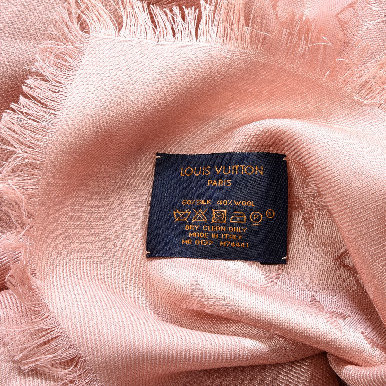 Louis Vuitton Silk Wool Monogram Denim Shawl Rose 2 of 4