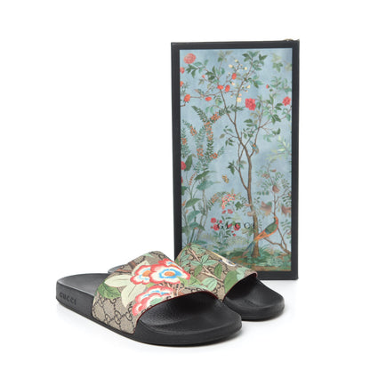 Gucci GG Supreme Monogram Tian Womens Slide Sandals 38 Beige Multicolor 10 of 10