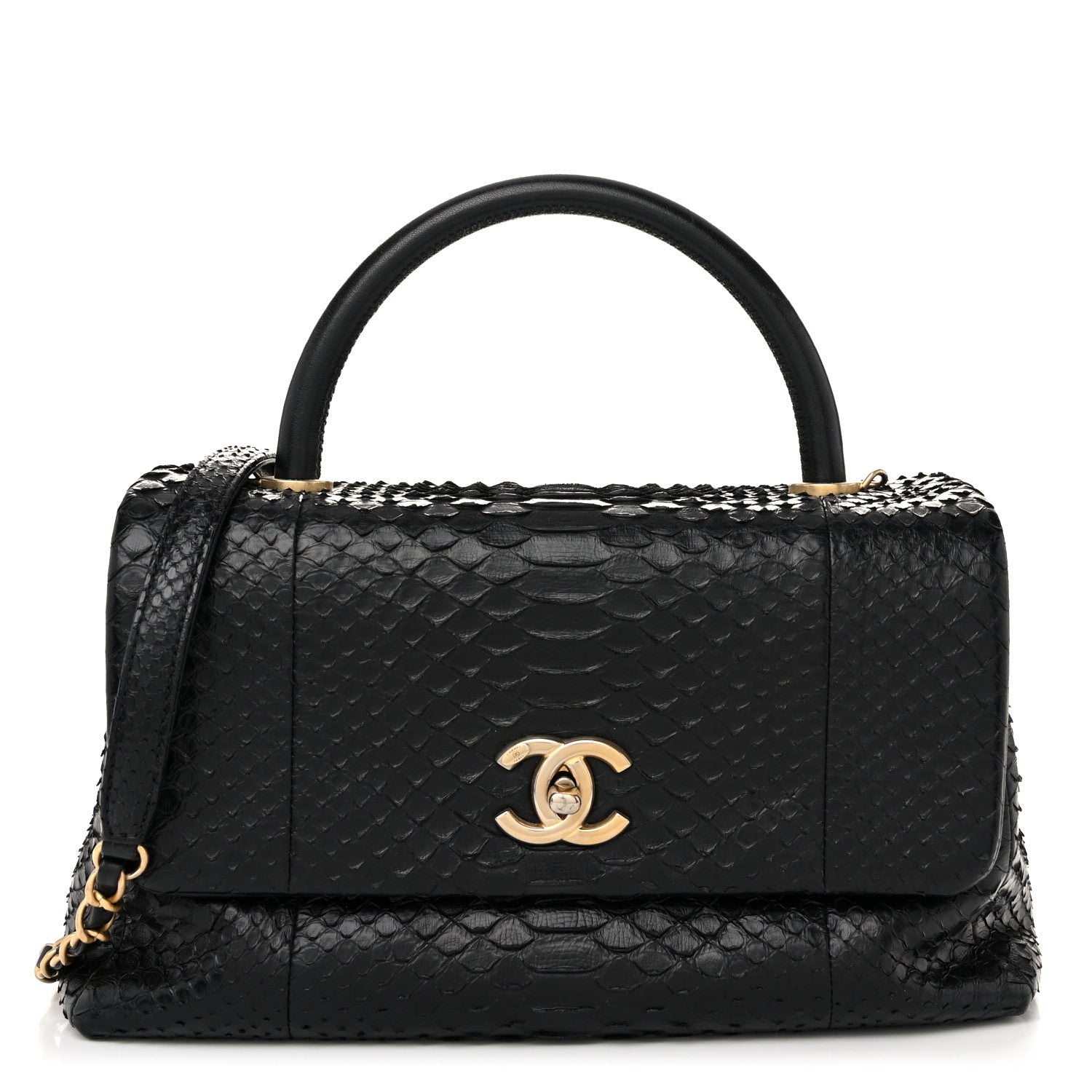 Chanel Snakeskin Small Coco Handle Flap Black 1 of 10