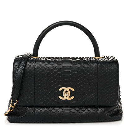 Chanel Snakeskin Small Coco Handle Flap Black 1 of 10
