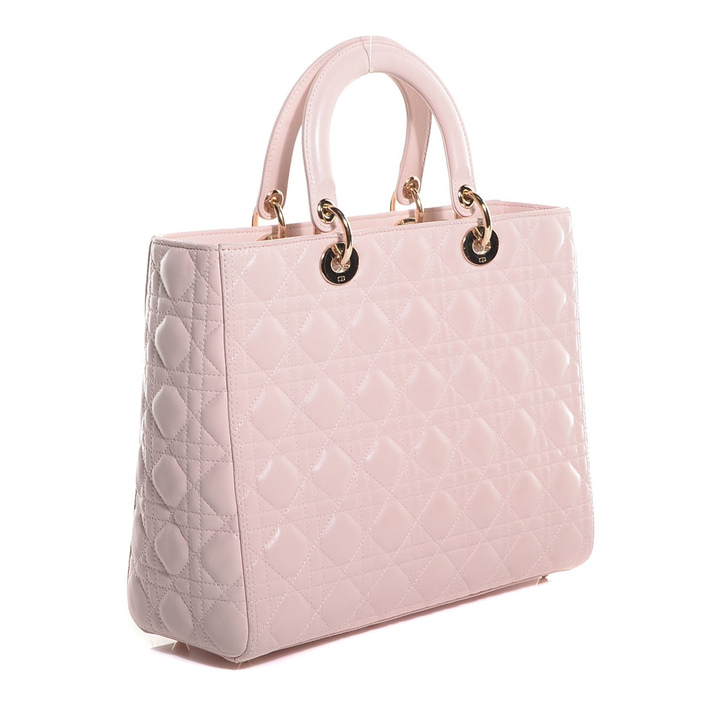 Christian Dior Lambskin Cannage Large Lady Dior Rose Poudre 3 of 7