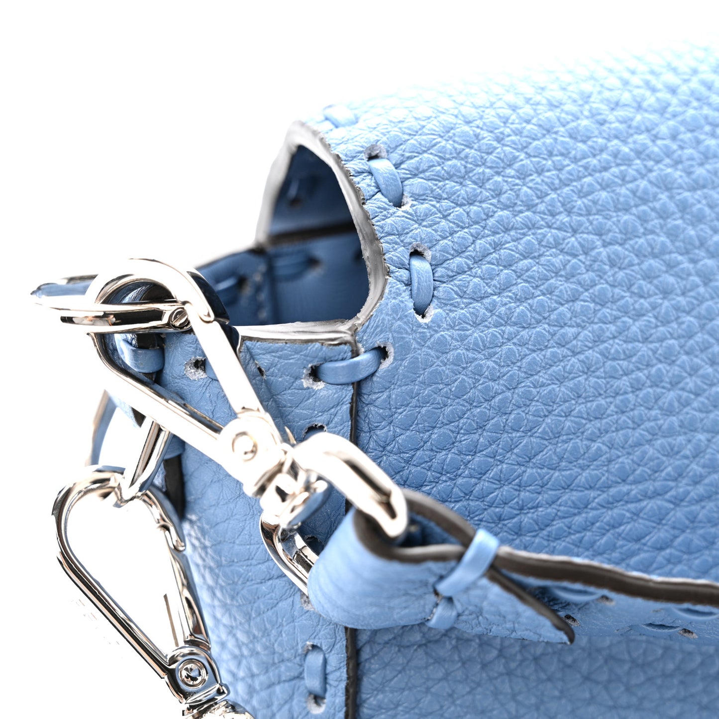 Cuoio Roma Sellerissima Nappa Sintetica Tape Stitch Baguette Placca Placca Argento Blue