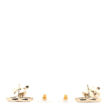 Chanel Crystal Pearl Charming Winter CC Star Heart Drop Earrings Gold 3 of 6