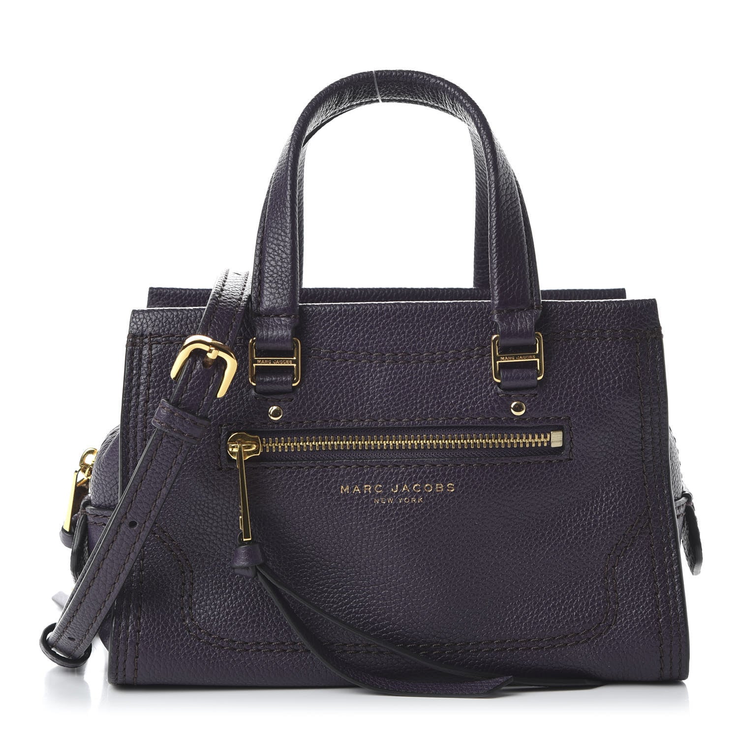 Marc Jacobs Textured Calfskin Mini Cruiser Convertible Satchel Grape 1 of 9